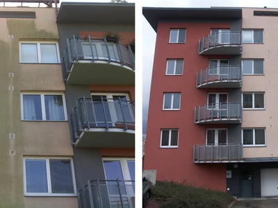 V případě výhodnější možnosti volíme čištění fasády i horolezecky.