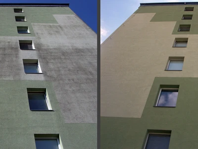 čištění fasády panelového domu,