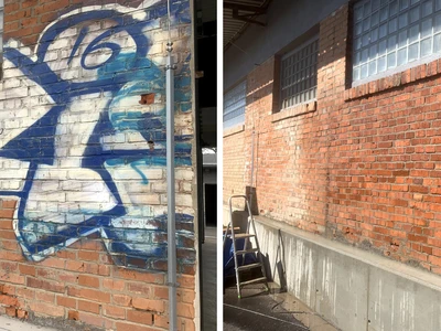 Odstranění graffiti z režného zdiva