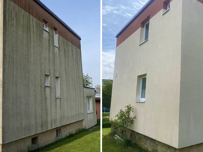 Čištění a impregnace fasády rodinného domu.