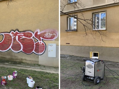 Odstranění graffiti z minerální omítky