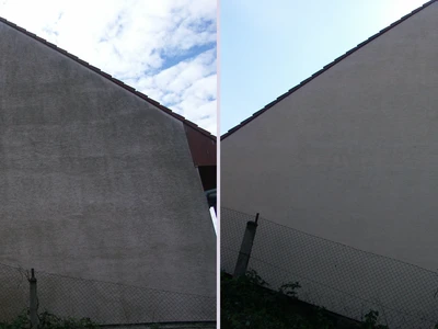 Čištění fasády v těžko přístupném terénu žádný problém.